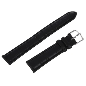 

18mm Watch Bracelet Black PU Leather Alloy Buckle Strap Watch