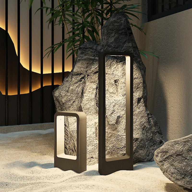 

Modern Square Black Led Bollard Lawn Light table lamp