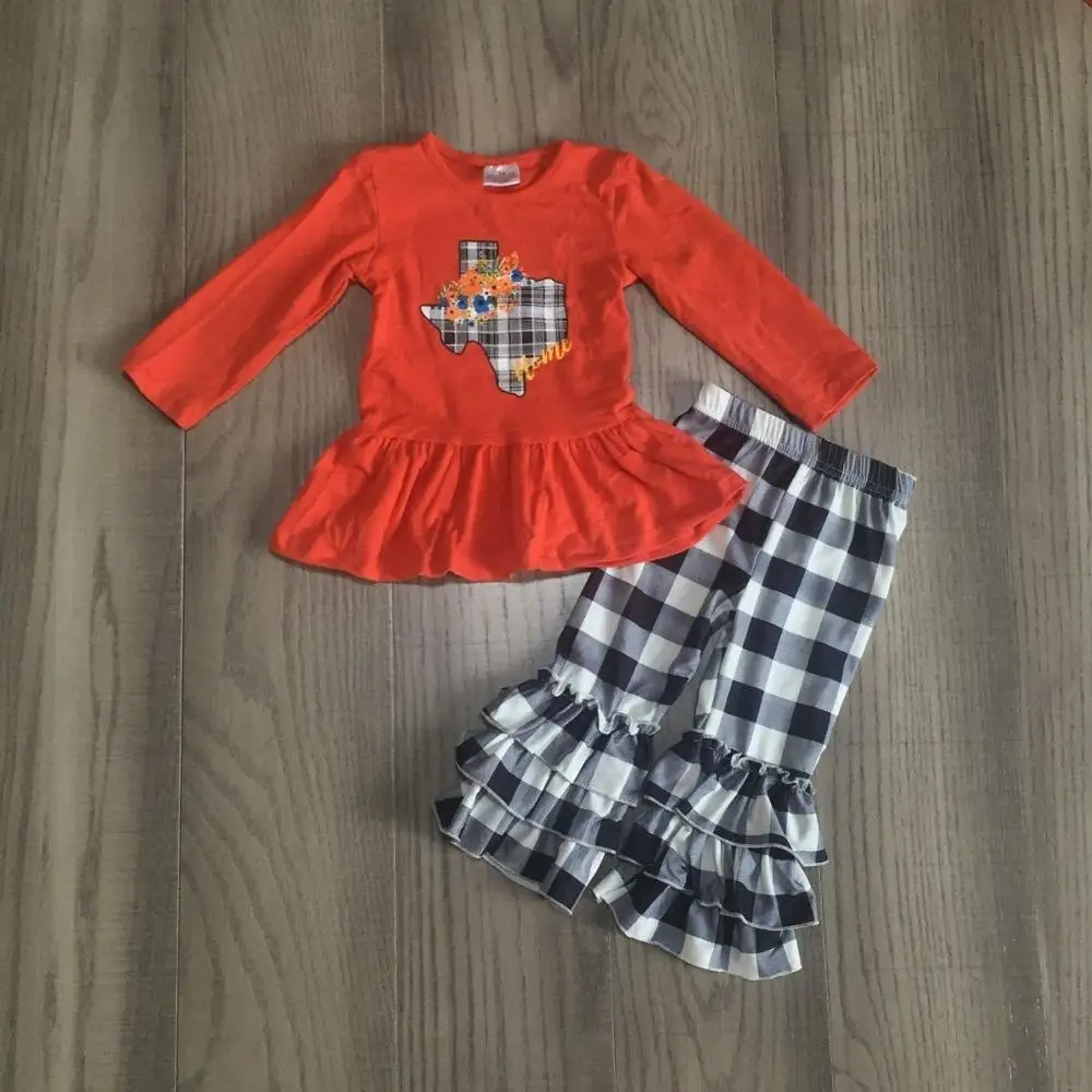 baby Girl clothes girls Fall clothes girls winter outfit floral top with red white plaid pants baby girls boutique clothes