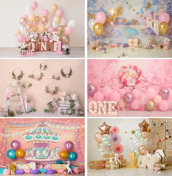 

Baby Girl 1st Birthday Interiors Decor Photography Background Newborns Photo Booth Backdrop for Photographic Studio Photocalls