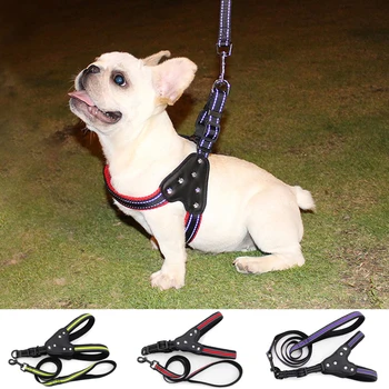 

Dog Cat Harness Pet Adjustable Reflective Vest Walking Lead Leash for Puppy Polyester Mesh Harness for Small Medium Dog