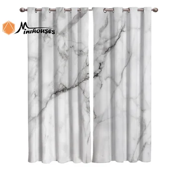 

White Marble Curtains Window Living Room Curtains Kitchen Indoor Window High Blackout Curtain Thick Style