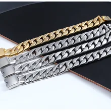 20 мм Широкий огромный тяжелый мужской Блестящий Золотой Снаряженный кубинский браслет-цепочка мужская серебряная кисть 316L нержавеющая сталь браслет для байкеров ювелирные изделия