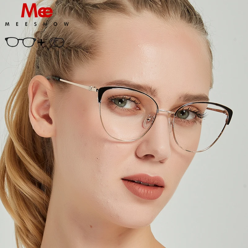 Meeshow-gafas graduadas con ojos de gato para mujer, montura Vintage, moda, para miopía, gafas progresivas - AliExpress