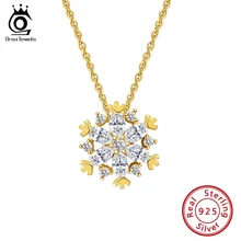 ORSA JEWELS S925 подвесок в форме снежинок к Цепочки и ожерелья Позолоченные AAAA фианит милые Для женщин кулон Рождество стерлингового серебра ювелирные украшения SN170