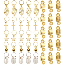 40 шт./пакет Золотой ободки для волос и дреды шарик клипсы для волос дреды, подвеска в виде трубочки, дредлоки, для увеличения объема, аксессуары для наращивания