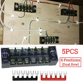 

15PCS 6Points Auto Marine Power Distribution Bus Bar Terminal Block Set 600V 15A Connecting Strip Copper Terminal Block