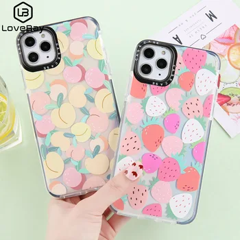 

Lovebay Cute Strawberry Peach Phone Case For iPhone SE 2020 11 Pro Max X XR Xs Max 7 8 Plus Laser Rainbow Paper Soft TPU Cover