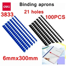 

100PCS/LOT Deli 3833 PVC binding aprons 21 rings 6mmx300mm A4 documents binding aprons comb binding machine suppliers