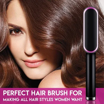 Hair smoothing brush Warm comb Ionic smoothing brush with portable hot smoothing comb with fast heating in anti-scotting ceramic 1