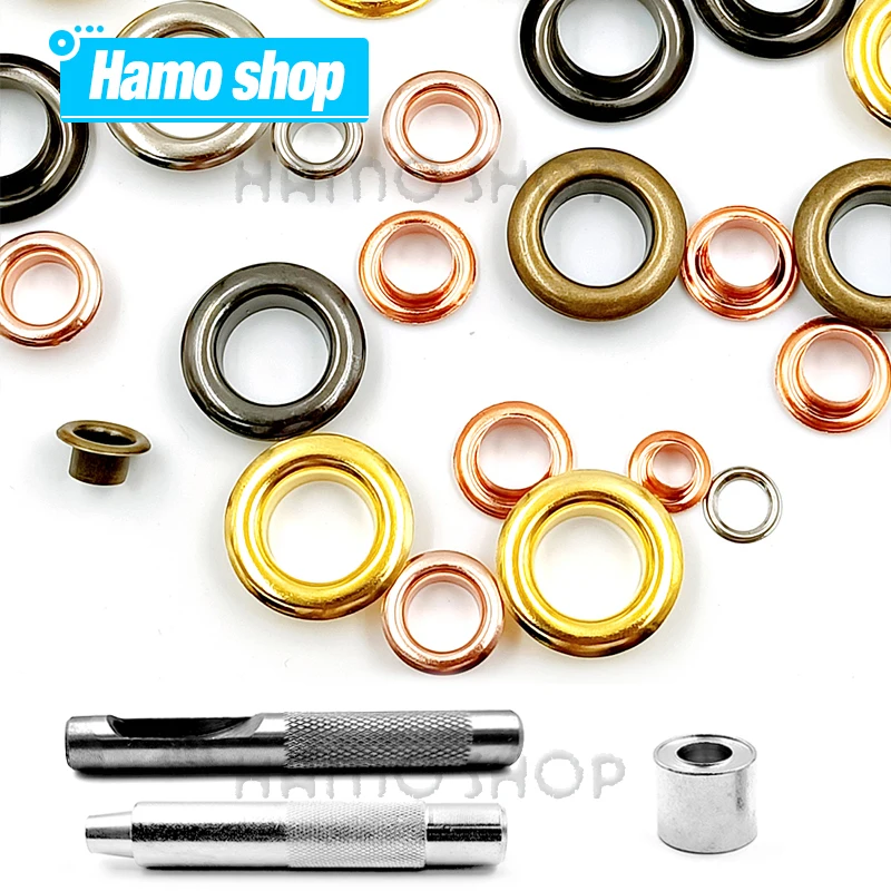 Eyelet Punch Tool Set Eyelet Grommet Ring Eyelet Grommet Ring Kit Grommet Eyelet Kit Grommet Punch Tool Grommet Tool Kit Grommet Tool Screw Back Eyelets Eyelet Grommet Dies Metal Eyelet Buttons 100set Mix 5 Color For Leathercraft DIY Clothing Shoes Belt Bag Accessories