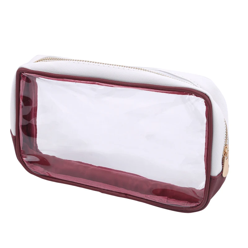 wine red LKEEP 1 шт. прозрачная косметичка ПВХ водонепроницаемая женская косметичка дорожная на молнии прозрачная косметичка Maleta De Maquiagem - Цвет: wine red
