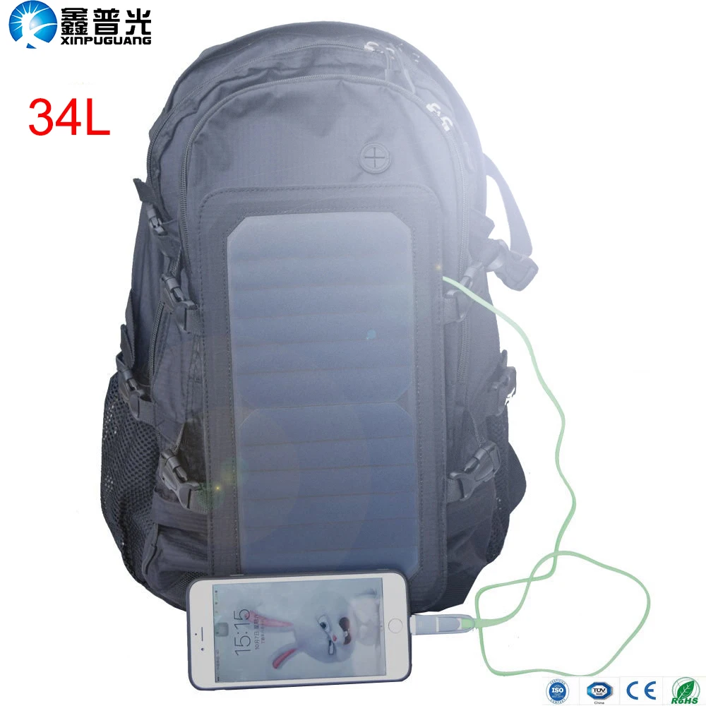 Рюкзак с гибкой солнечной панелью, 6,5 вт, 6 в, 5 в, usb зарядка, большой размер, мужская женская сумка, унисекс, для путешествий, на открытом воздухе, для кемпинга, для школы