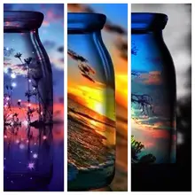 GATYZTORY 5D алмазная живопись Полная площадь DIY домашний декор мозаика Стразы картина Логотип Печатный пейзаж корыто стеклянная бутылка