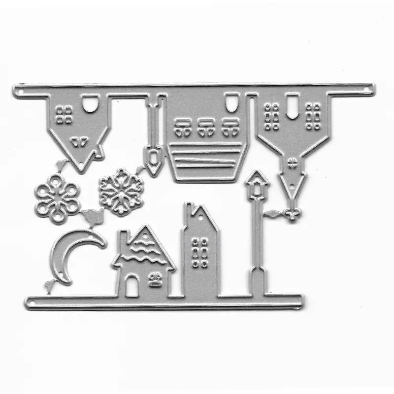 Star Moon House Metal Cutting Dies Stencil DIY Scrapbooking Album Stamp Paper Card Embossing Decor Craft | Дом и сад