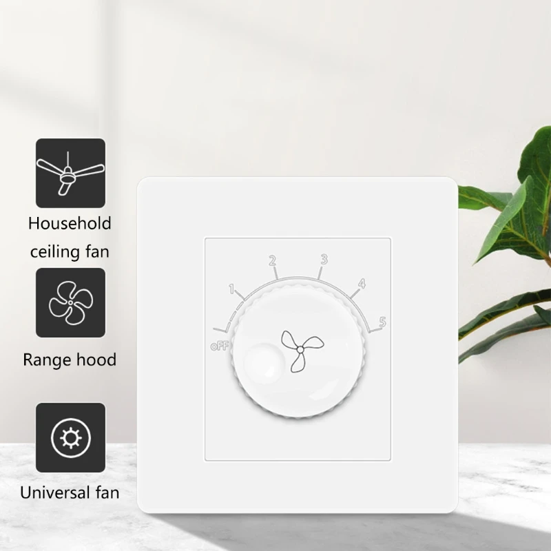 Universal Surface Mounted Ceiling Fan Speed Controller Five-speed Electric Switch Square