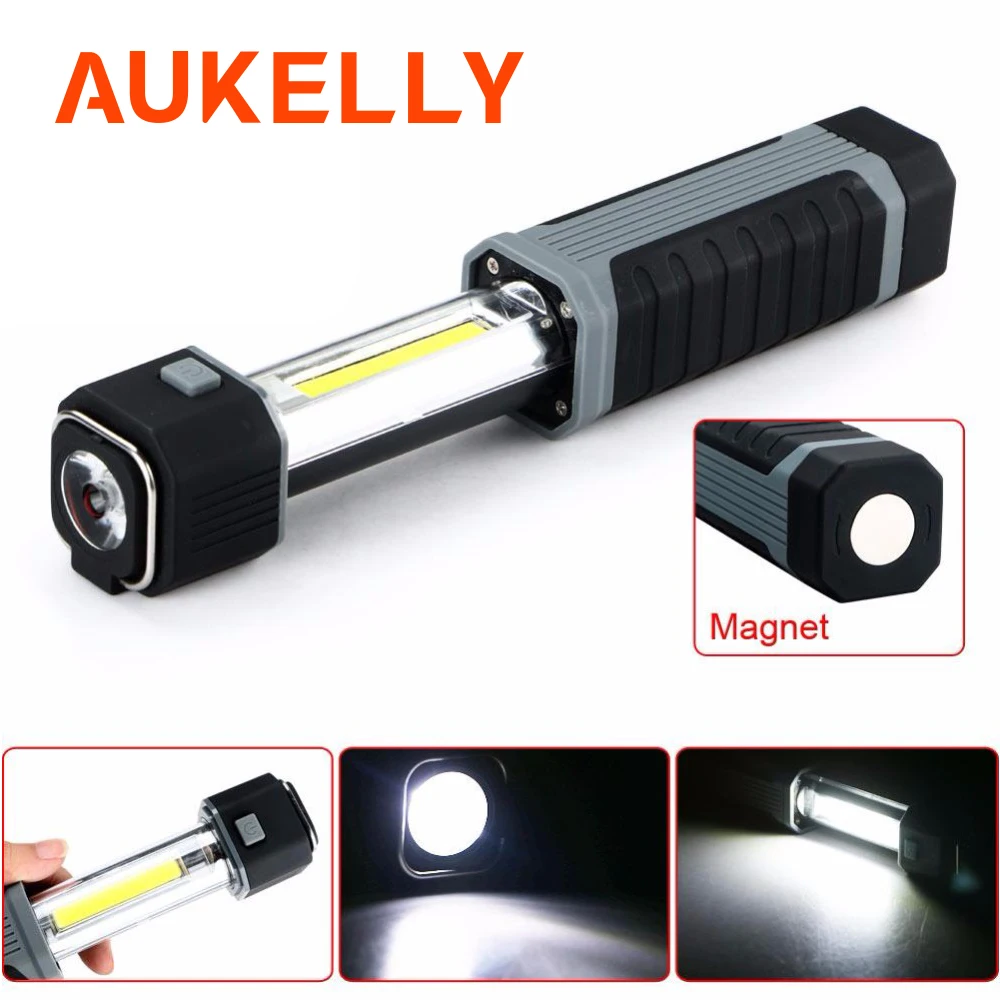 

AUKELLY 2 in1 3W COB LED Stretchable Flashlight Torch work lamp with Strong Magnet For light hunting Fishing Camping Lamp