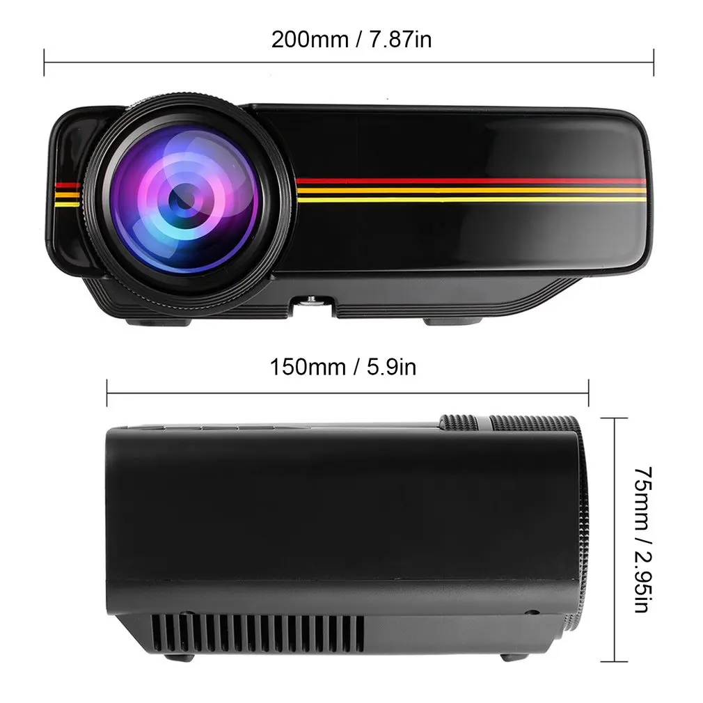 OCDAY Portable Lightweight HDMI Adjustable Cost-efficient Multi-media Home Theater LCD Imaging HD LED Digital Projector black