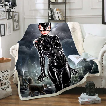 

Michelle pfeiffer Catwoman Rooftop Fleece Blanket Plush 3d Printed for Adults Sofa Sherpa Fleece Bedspread Wrap Throw Blanket
