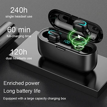 

Wireless Earphones 5.0 Bluetooth Earphone TWS Sport Headset Stereo 8D LED Digital Display for Android Ios