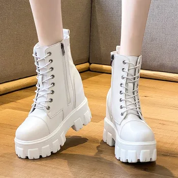 

COOTELILI Women Winter Nakle Boots Round Toe Zip High Heel Boots For Woman Lace Up Fashion Shoes Warm Basic Botas Mujer 34-39