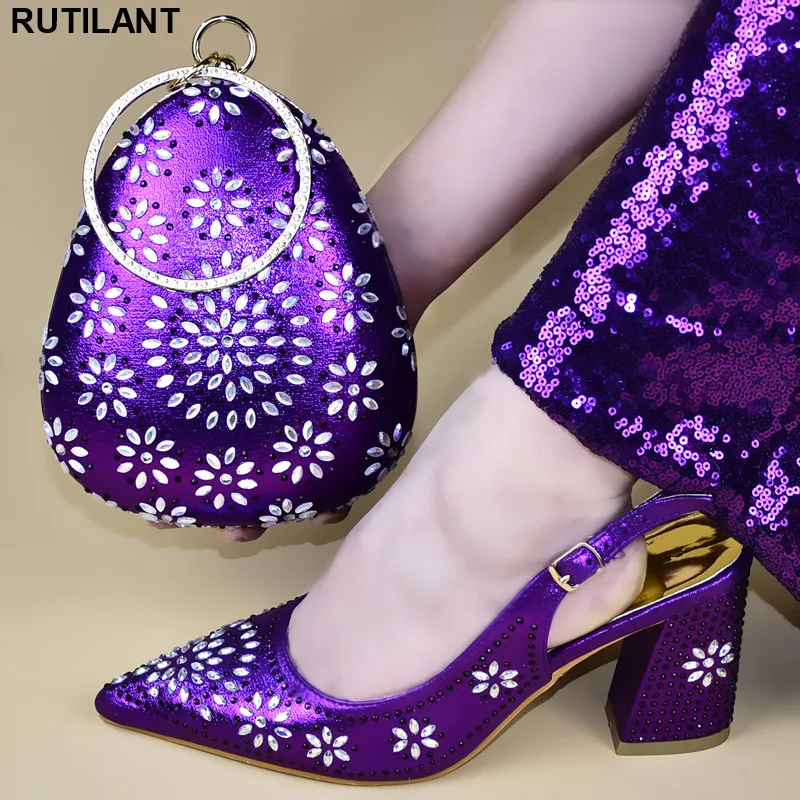 

New Arrival Italian Shoes with Matching Bags for Wedding Italy Designer Shoes Women Luxury 2019 Plus Size Shoes Women Heel