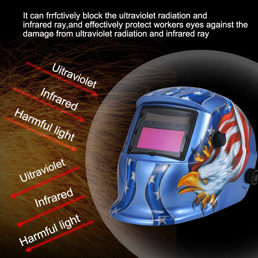 

Hot New Solar Automatic Darkening Lens Adjustable Helmet Welding Mask Auto Welding Shield MIG TIG ARC Weld Protective Cap