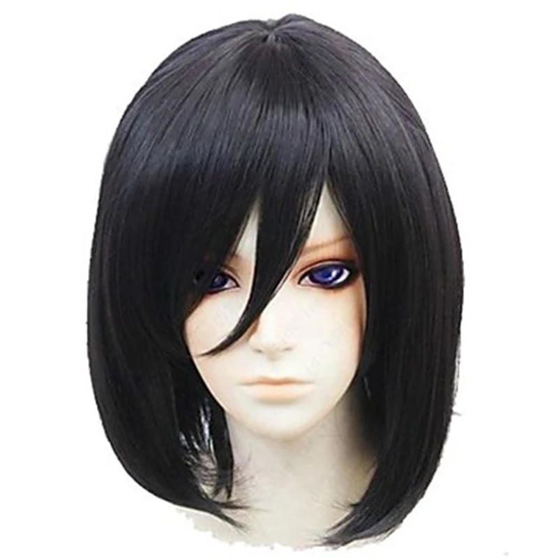 HAIRJOY Jet-Peluca de Cosplay, pelo sintético recto corto, fibra resistente al calor, color negro