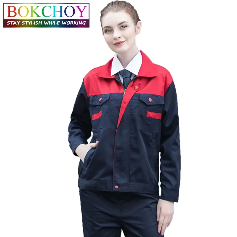 

Stitching Color Work Uniforms - Long-sleeved Overalls Suit, Men Women Workshop Uniforms, Housework Clothing, Durable, Work Wear