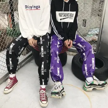 

Sports Long Pants Winter Autumn Korean Cross Letter Printing High Elastic Waist Sweat Pants Men Women Trousers Pants New Arrival