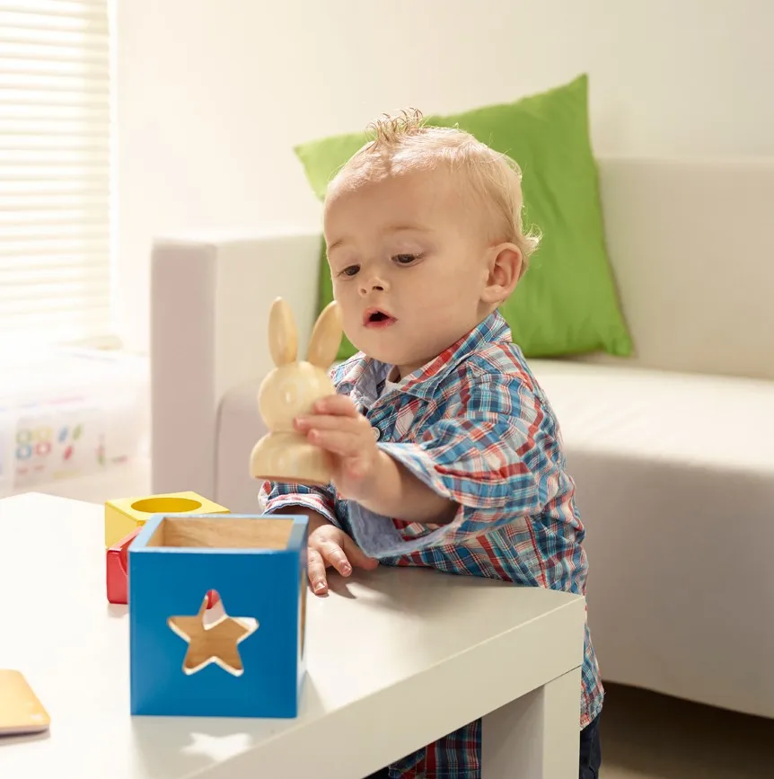 Деревянный кролик ребенок интеллект волшебный ящик ребенка взаимодействие Раннее Обучение монтессори игрушка когнитивные карточки поиск головоломки для детей