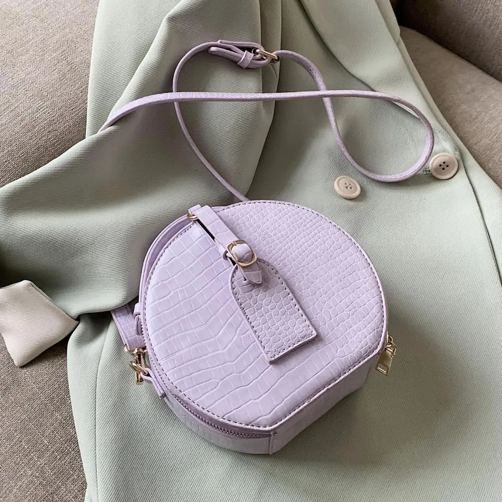 

Round Mini PU Leather Crossbody Bag For Women 2020 Summer Simple Style Solid Color Shoulder Handbags Female Cross Body Bag