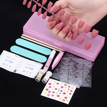 

1set Fashion stiletto Matte Frosted Fake Nails press on Pure Multi-colored Wearable Daily Decoration design DIY materials