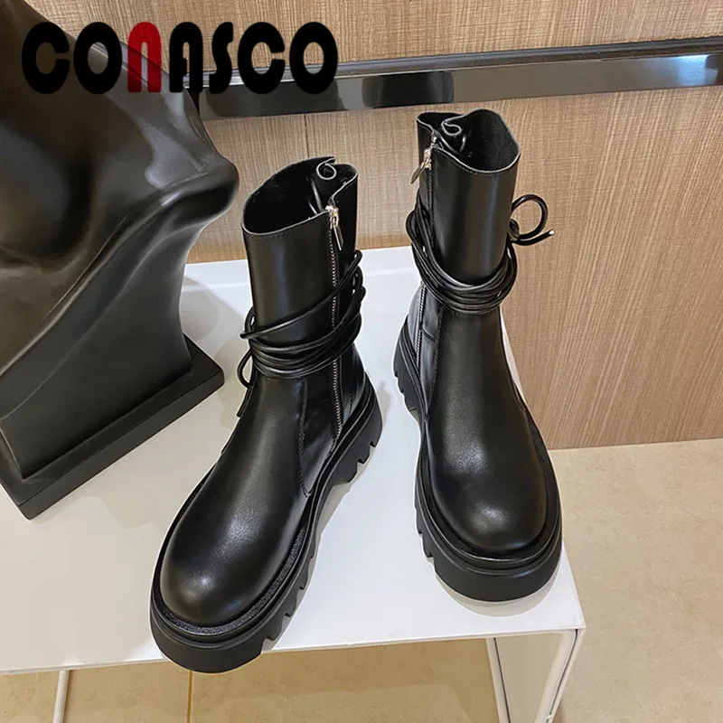Женские короткие ботинки CONASCO коллекция 2021 года осенне-зимняя теплая