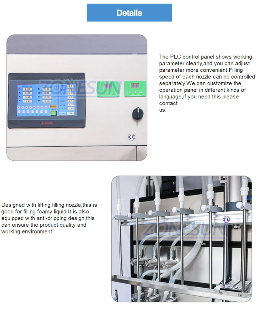 ZONESUN ZS-FAL180AD Automatic Bottle Filling And Cork Pressing Capping Machine  6 Head  With Dust Cover Red Wine Production Line