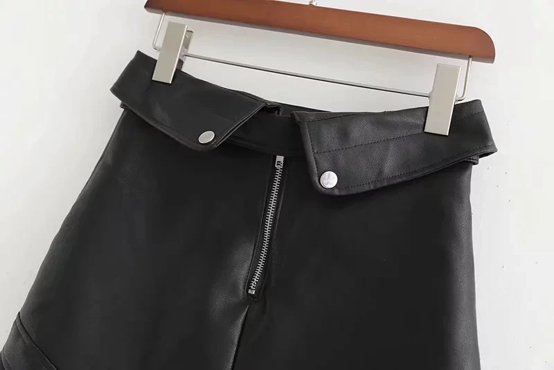 Сексуальная Асимметричная меховая кожаная юбка Женская молния панк Рок пояс мини юбка Уличная черная высокая талия юбки faldas mujer