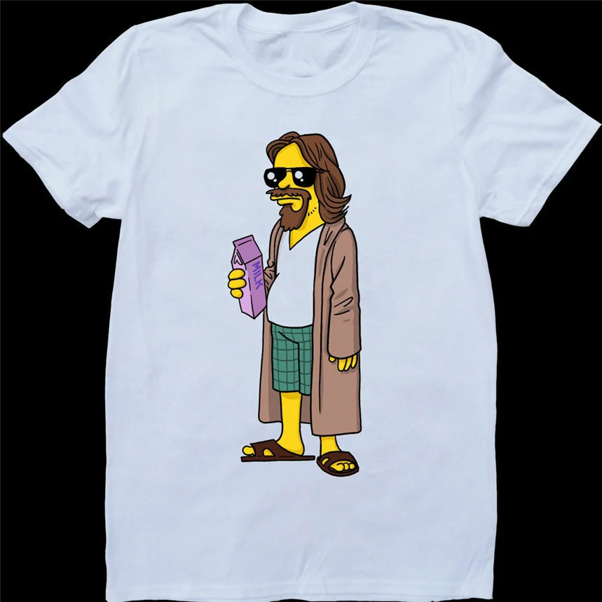 Забавная белая футболка БОЛЬШОЙ ЛЕБОВСКИ The Dude Homer для фанатов Джефф Бриджес Stylish