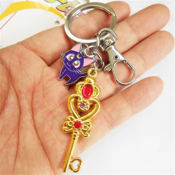 

5pcs/lot Anime Sailor Moon Keychain Japanese Styles Key Ring Luna Cat Figure Metal Gift 3 Styles Costume Props For Girls Woman