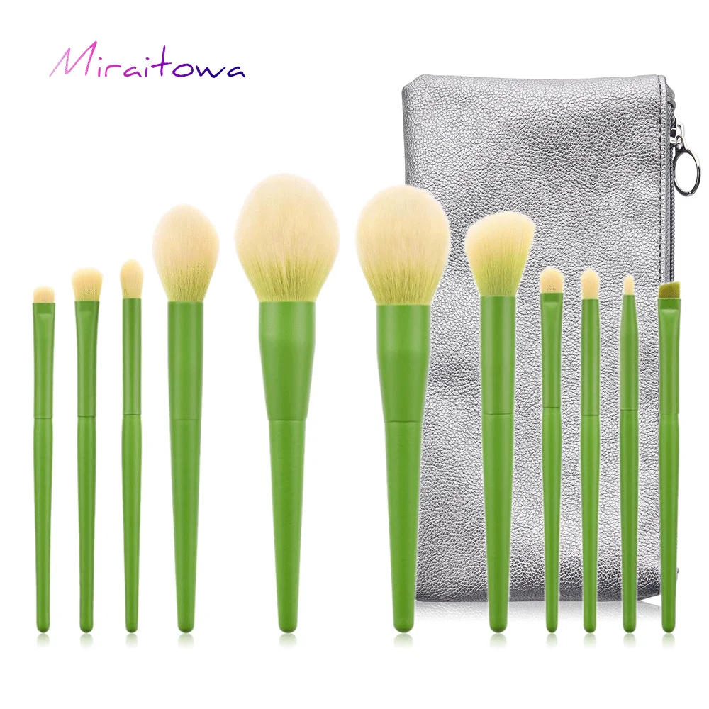 

Miraritowa 11Pcs Professional Makeup Brushes Powder Foundation Eyeshadow Make Up Brushes Set Hair Synthetic Cosmetics Neon Brush