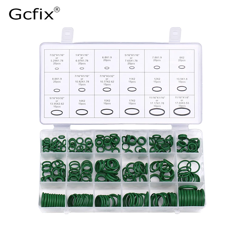 Rubber O Ring Set O-Ring Assortment Seal Kit For Automotive Ac Conditioner Pipe Hydraulics Air Gas Ac R134A R12 Green