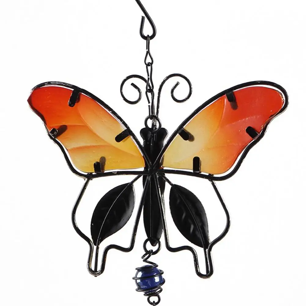 

Metal handmade butterfly wind chime glass painted ornaments creative home bell wind chime tube pendant