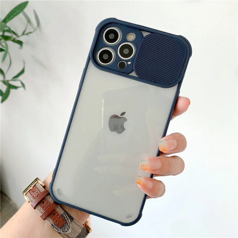 cool iphone 12 mini cases Slide Camera Lens Protection Case For iPhone 11 12 13 Mini Pro XS Max X XR 6 6S 7 8 Plus SE2 Transparent Shockproof Bumper Cover case iphone mini 12