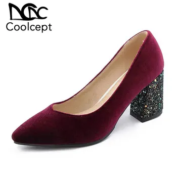 

Coolcept Women Plus Size 32-43 Fashion Bling Heels Pumps New Arrival Daily Office Wedding Shoes Woman Autumn Pumps Footwear