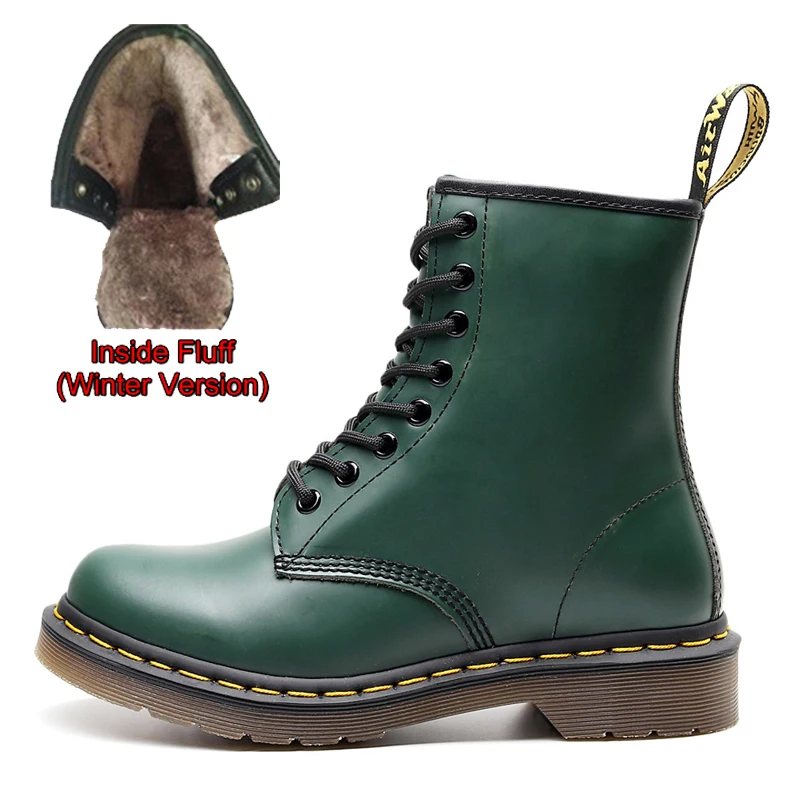 VRYHEID/Популярные Брендовые мужские ботинки осенне-зимняя обувь из натуральной кожи мужские мотоциклетные Ботильоны Туфли-оксфорды для пары Большие размеры 34-48 - Цвет: Green Fluff