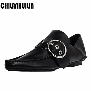 

brand spring summer shoes woman pumps pointed toe low heels cow leather buckle ladies casual shoes woman mujer sapato feminino