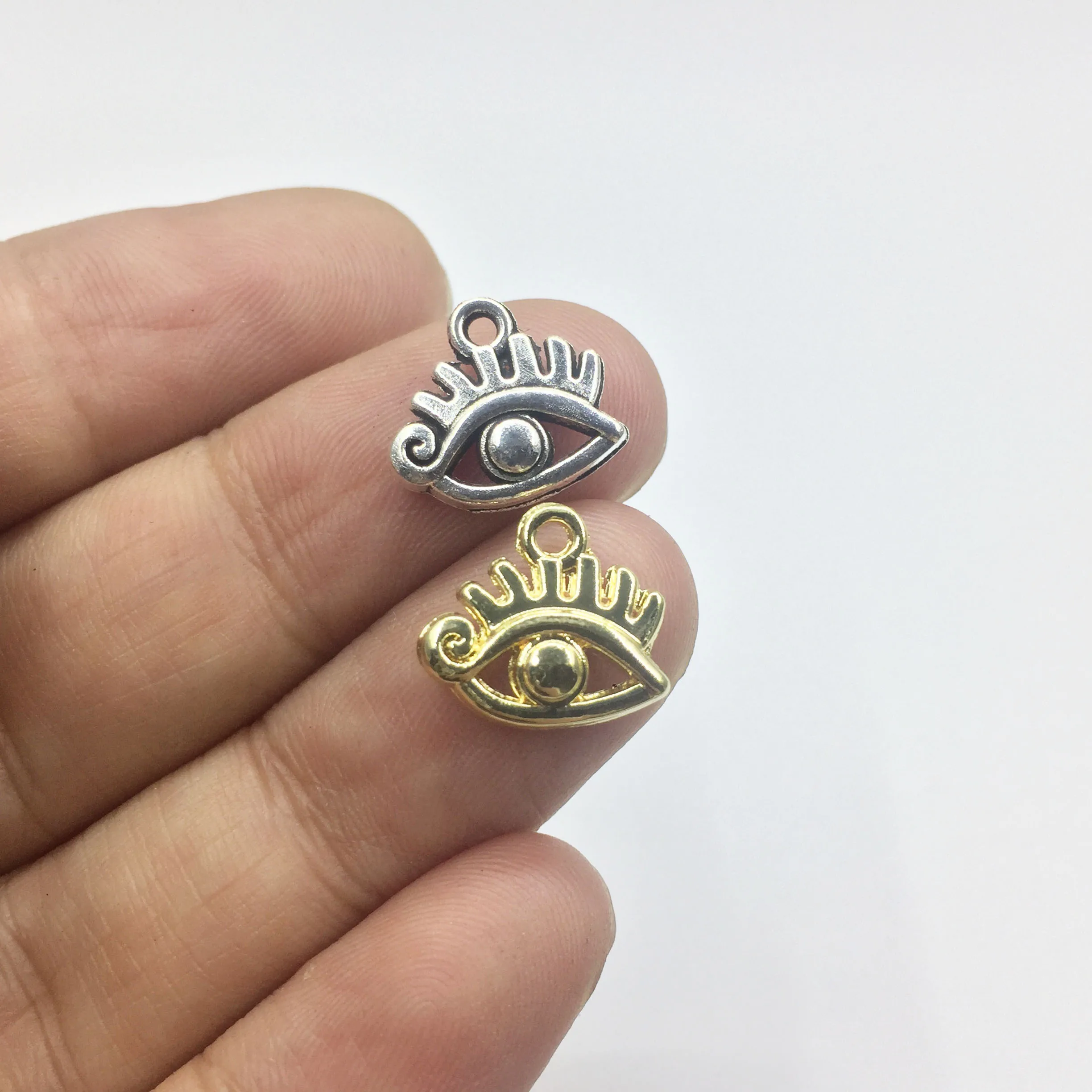 Eruifa 20 шт 12 мм мини глаз Монета Золото/Посеребренная цинковая водвеска из сплава ювелирные изделия DIY ожерелье браслет серьги 2 цвета