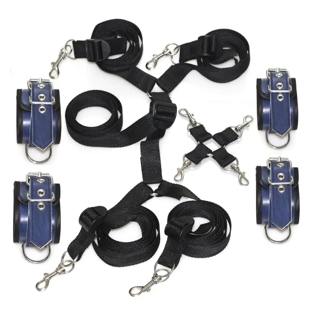 10 pc leather personalized restraint costume set blindfold wrist cuffs  ankle
