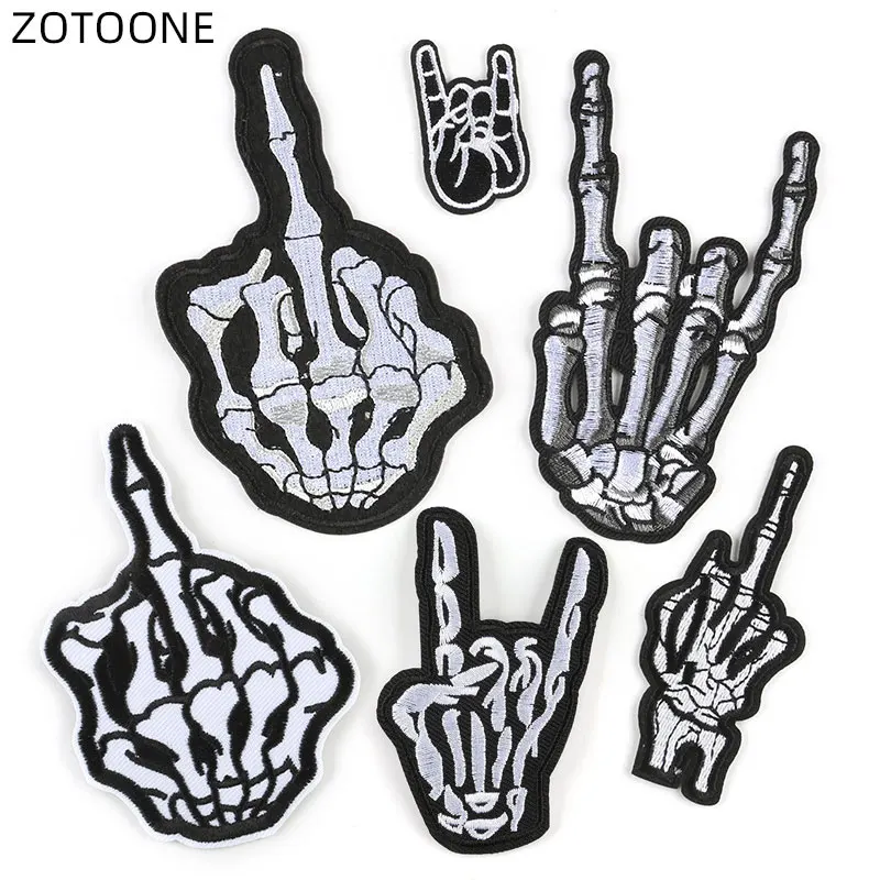 ZOTOONE модные вышитые патчи железные на череп нашивка Пальцы для костюмы обувь и