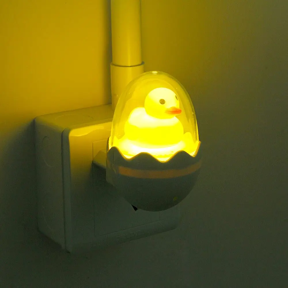Новинка Светодиодный 220V милые дети пользу Ночной светильник с регулируемой яркостью, Желтая утка прикроватная лампа
