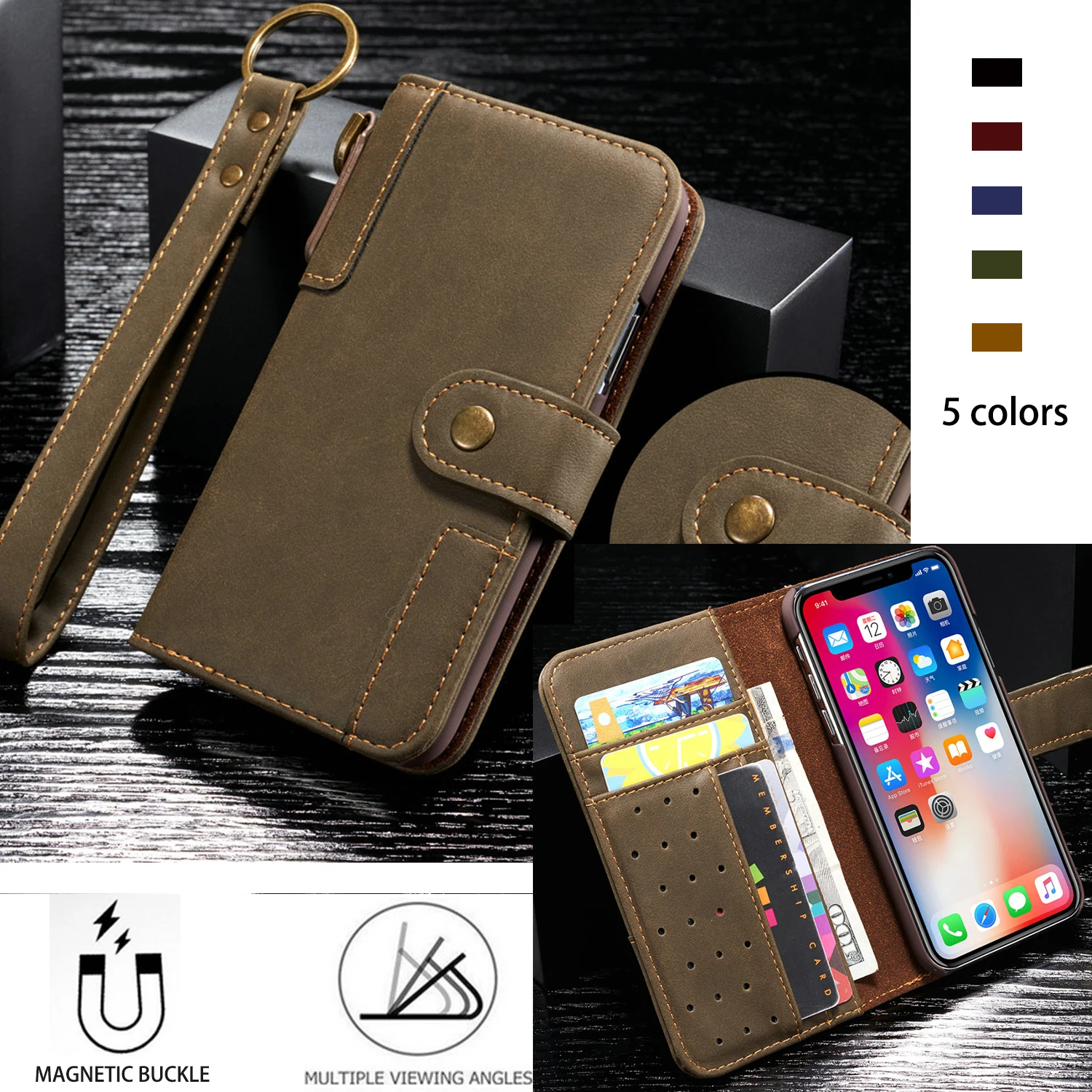 Чехол для iphone 5S, чехол-книжка, чехол-книжка, винтажный кошелек, чехол для iphone 6 7 8 XR XS MAX SE, чехол для магнитной карты